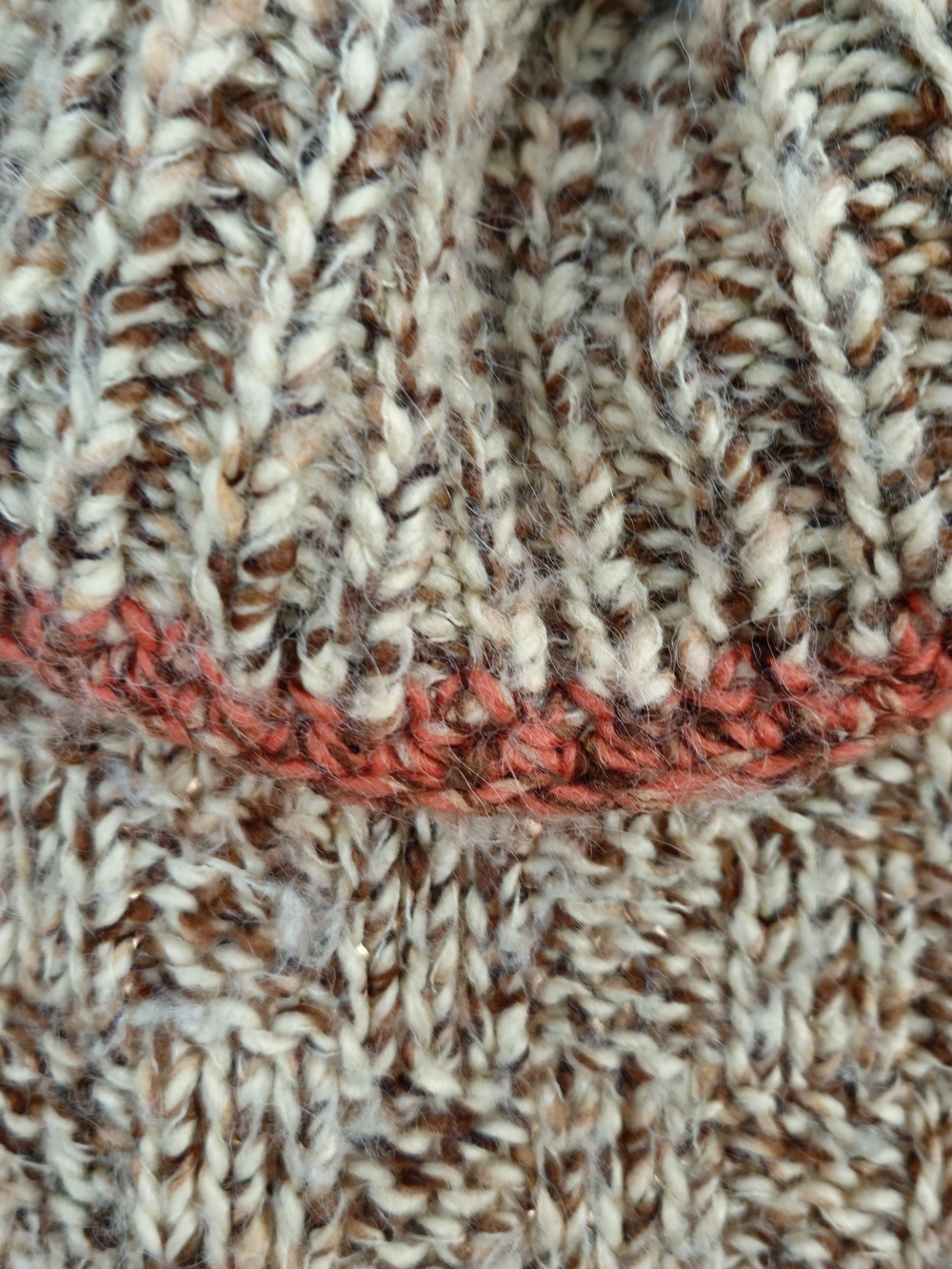 Free People Marled Oatmeal Cable-Knit Turtleneck Sweater with Rust Trim - Picture 2 of 6